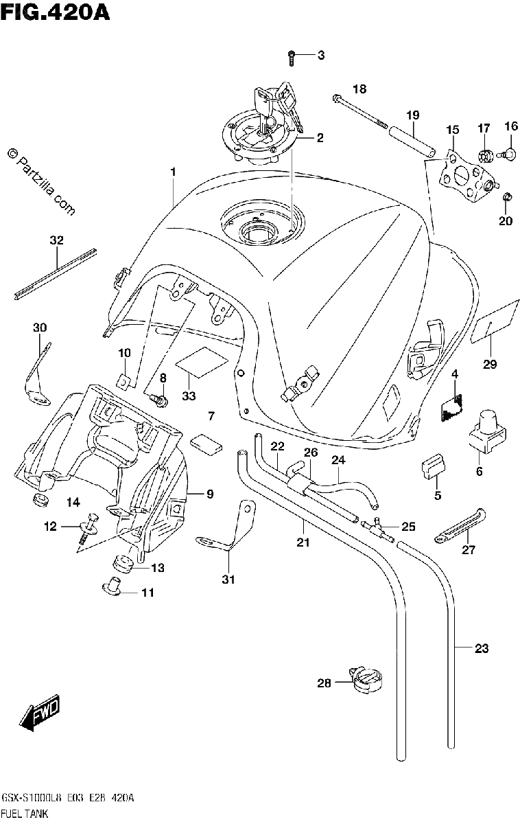 Diagrama de 420A FUEL TANK GSX S1000AL8 E03