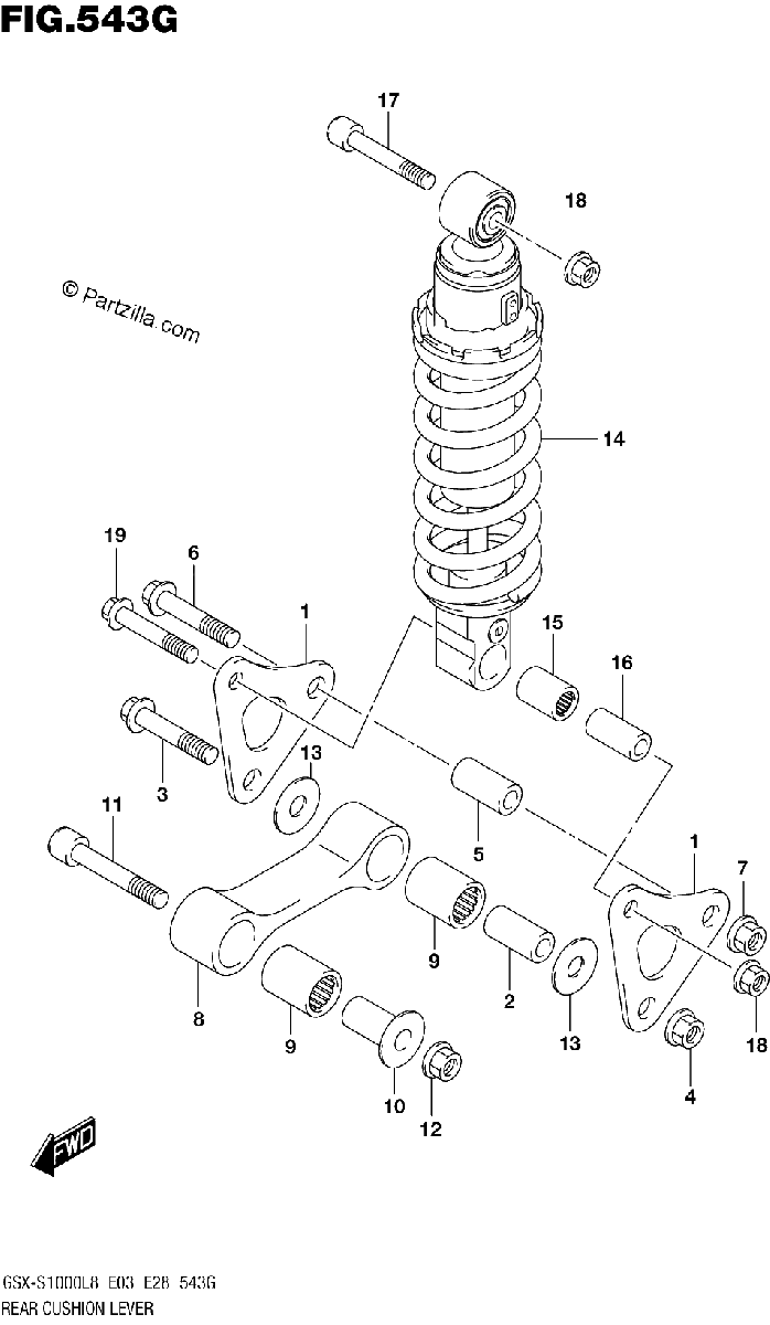 Diagrama de 543G REAR CUSHION LEVER GSX S1000AL8 E33