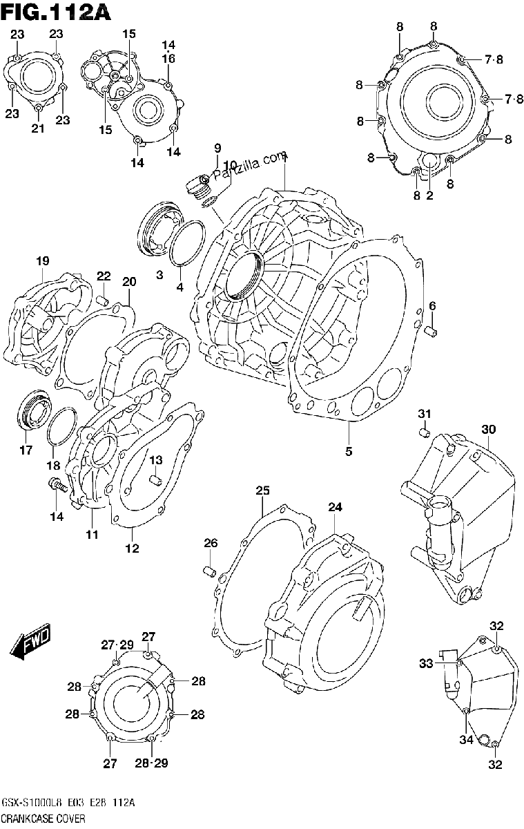 Diagrama de 112A CRANKCASE COVER