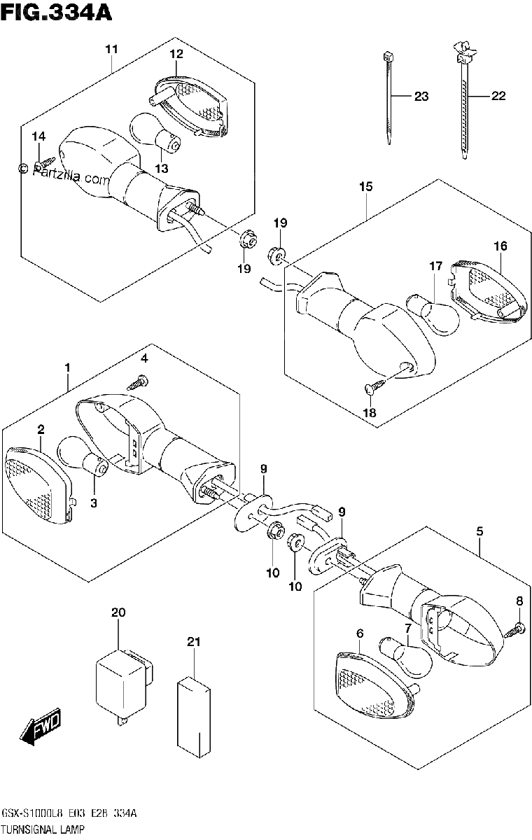 Diagrama de 334A TURNSIGNAL LAMP