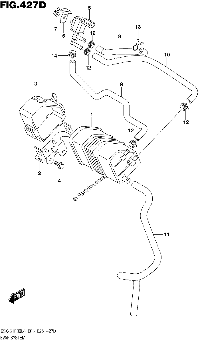 Diagrama de 427D EVAP SYSTEM GSX S1000AZL8 E33