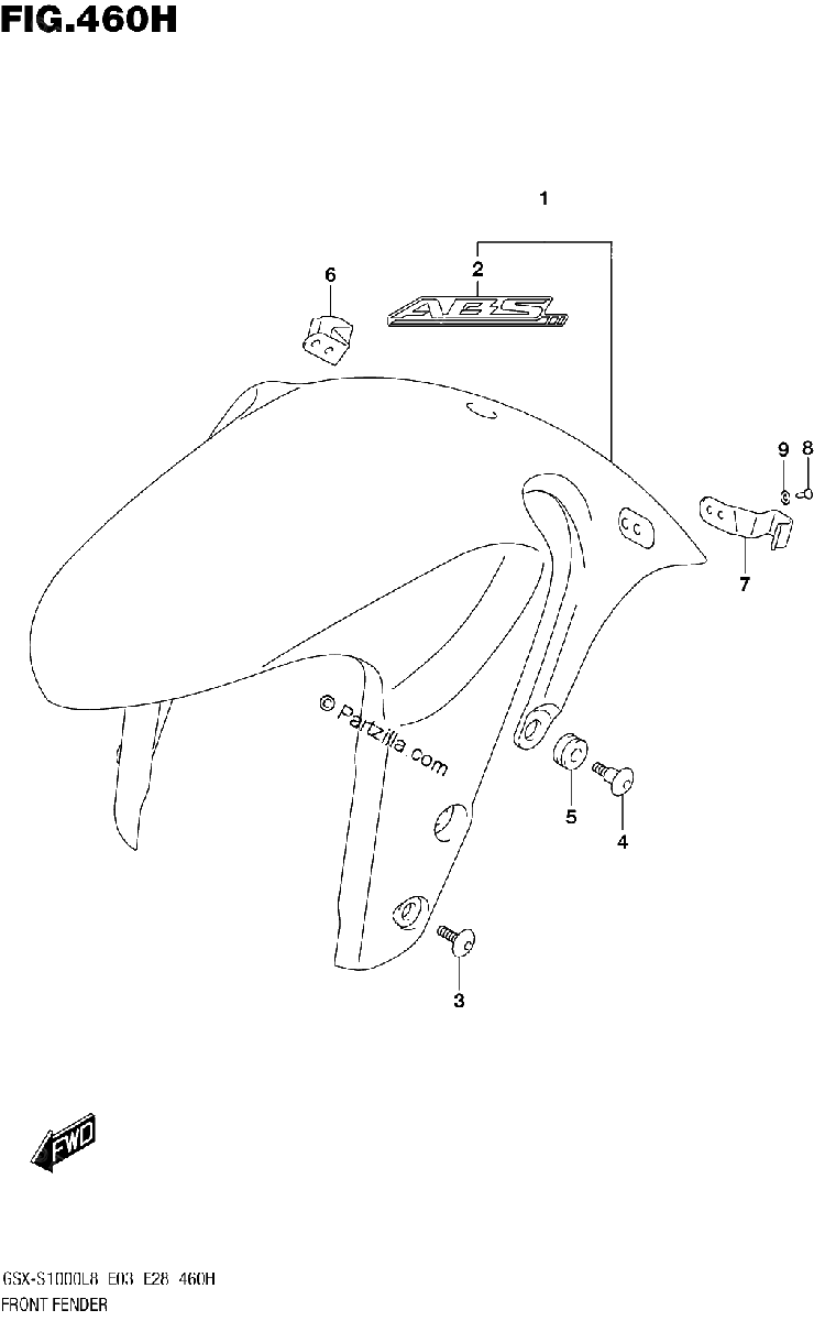 Diagrama de 460H FRONT FENDER GSX S1000AZL8 E33