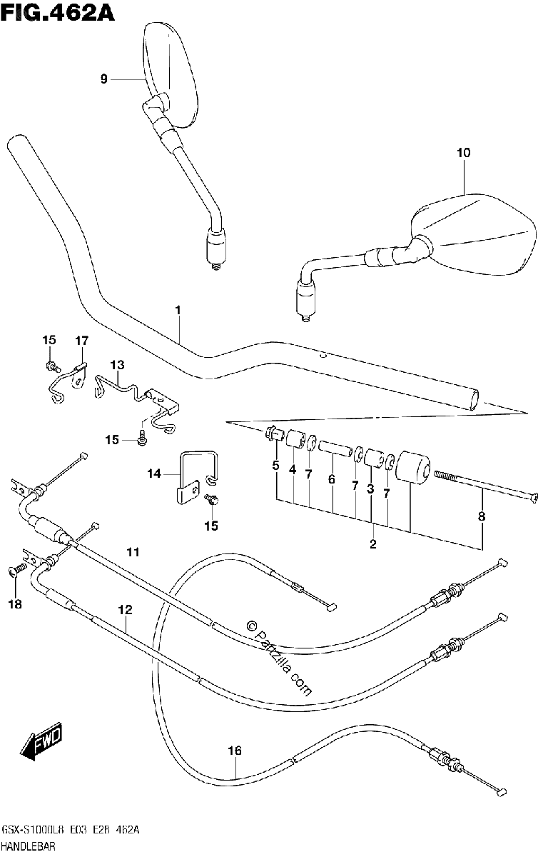 Diagrama de 462A HANDLEBAR
