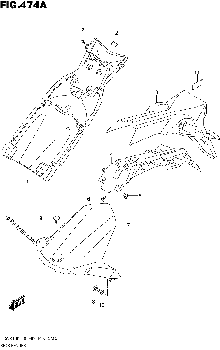 Diagrama de 474A REAR FENDER