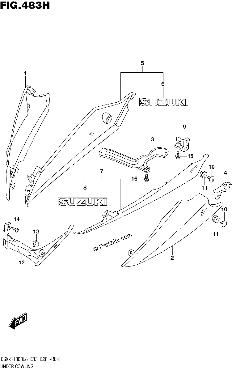 Diagrama de 483H UNDER COWLING GSX S1000AZL8 E33