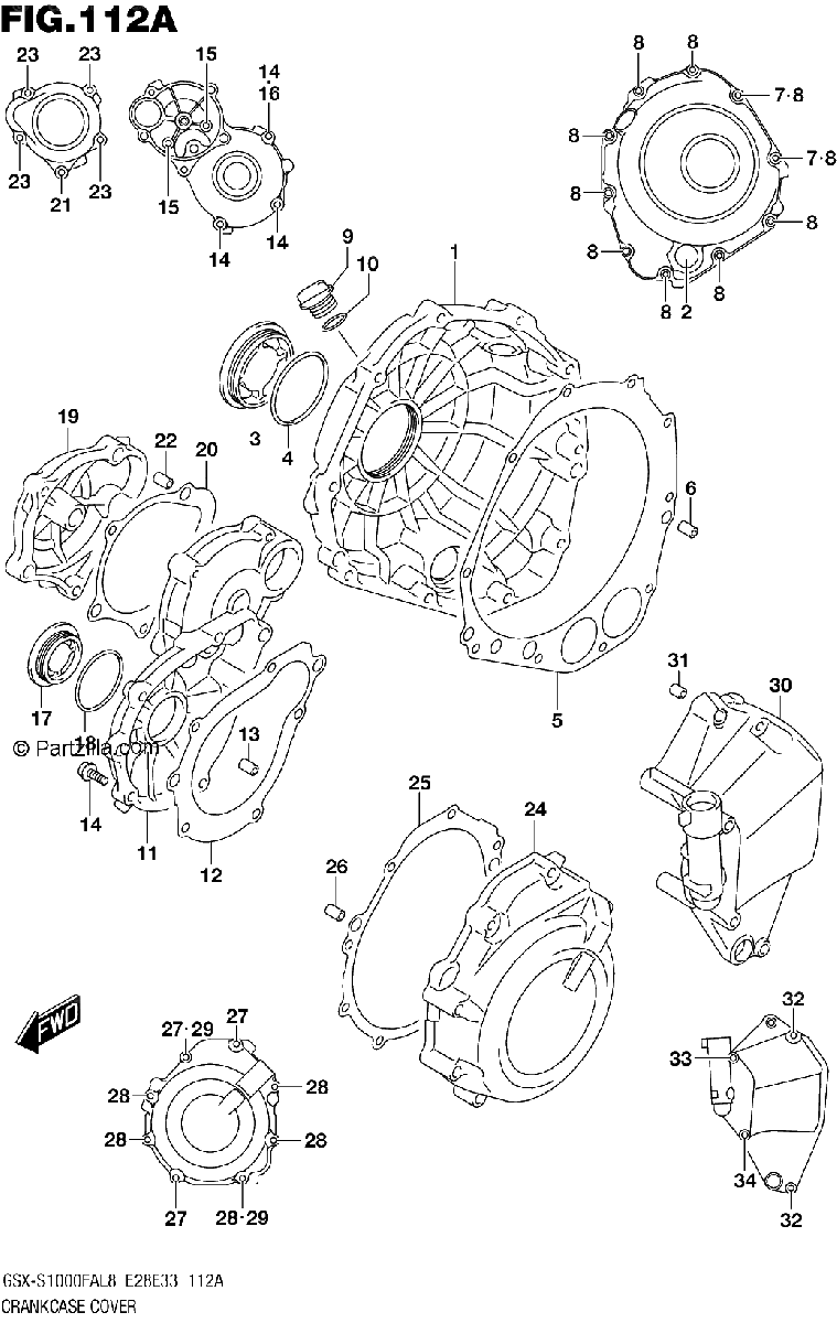 Diagrama de 112A CRANKCASE COVER