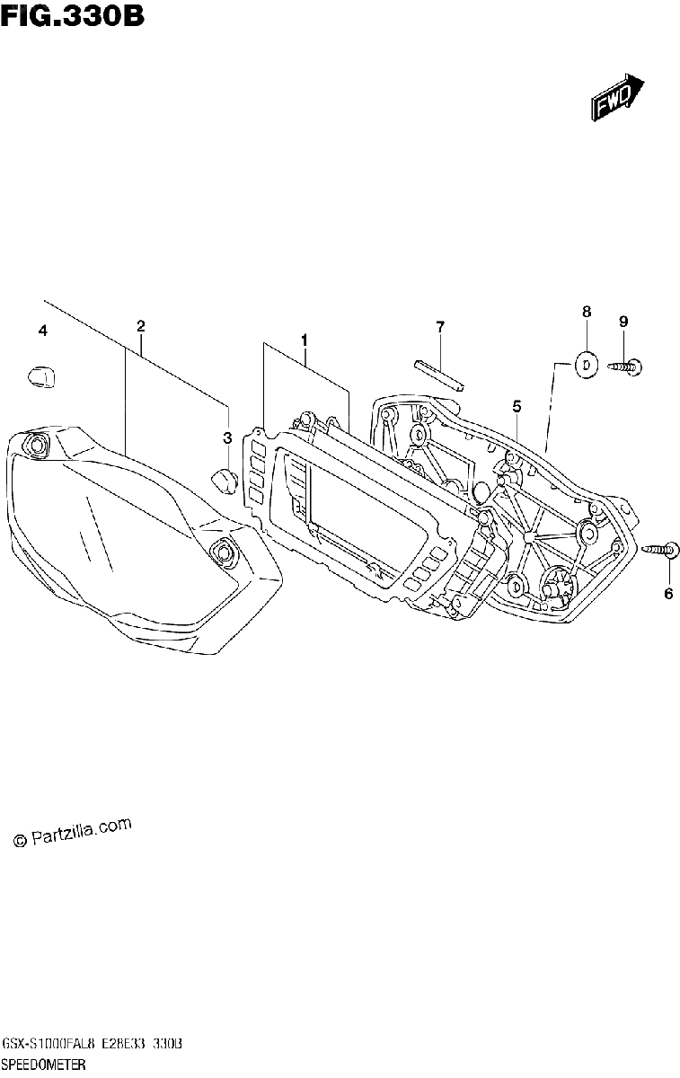 Diagrama de 330B SPEEDOMETER GSX S1000FAL8 E33