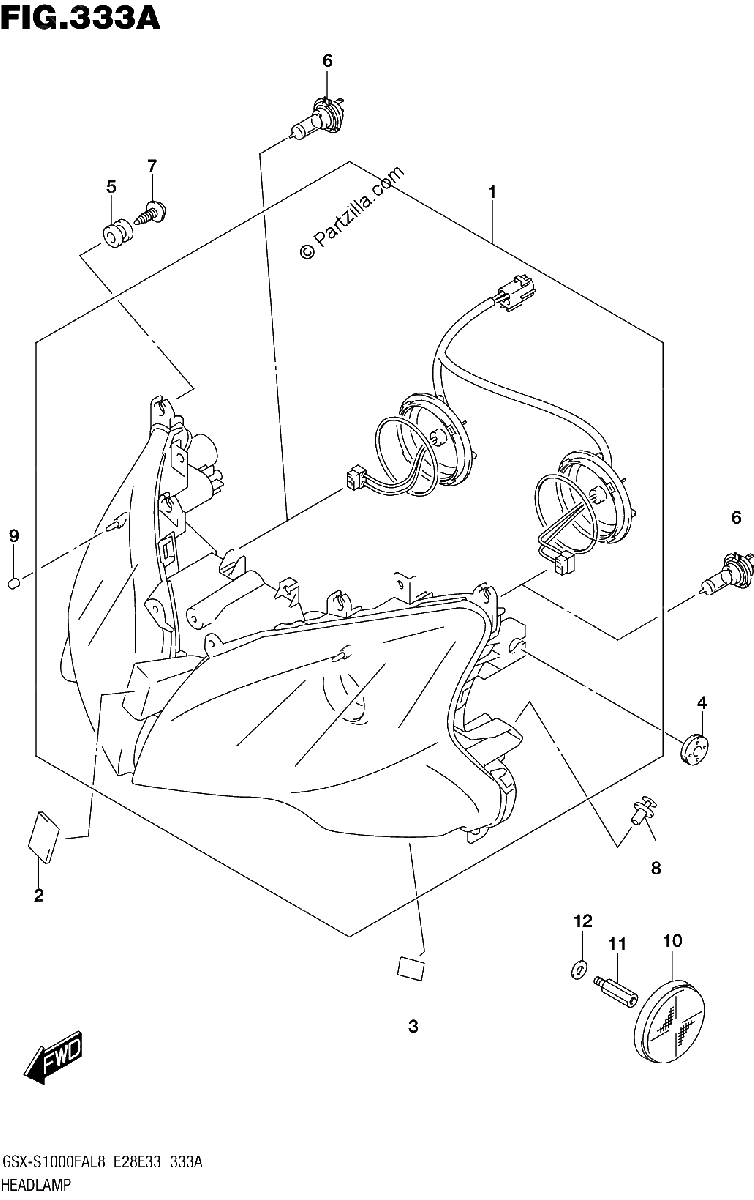 Diagrama de 333A HEADLAMP