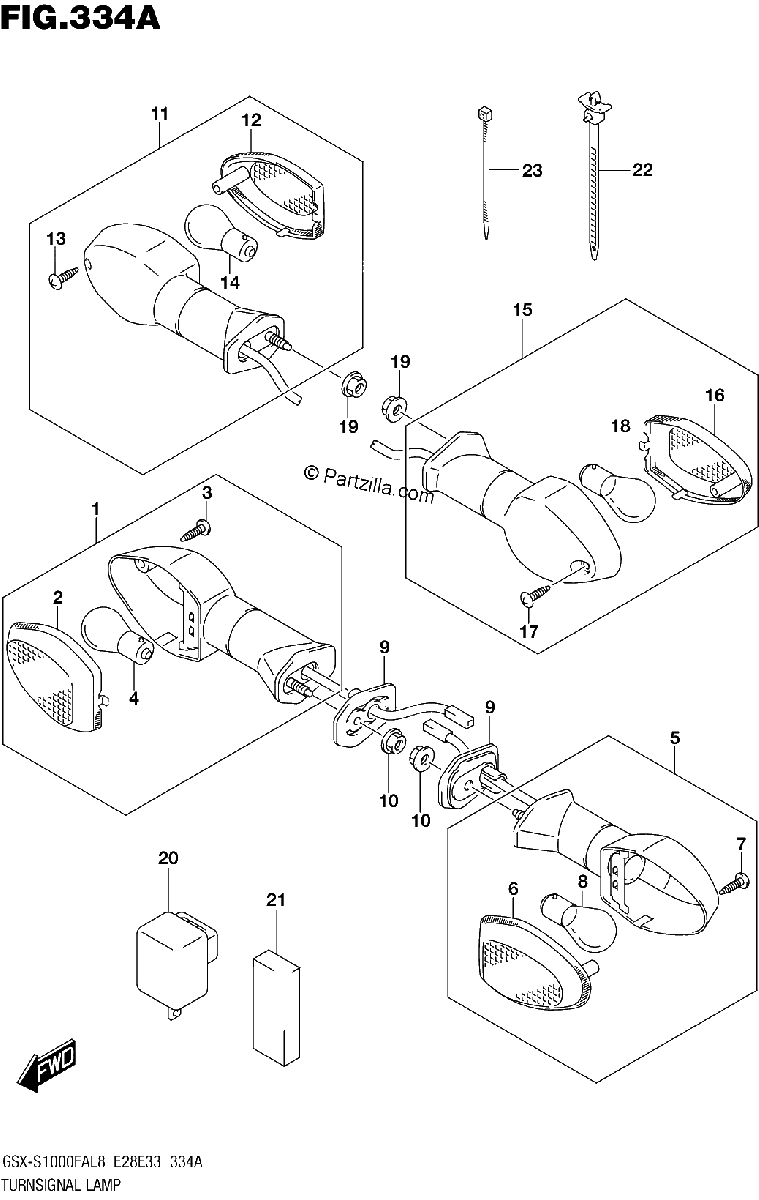 Diagrama de 334A TURNSIGNAL LAMP