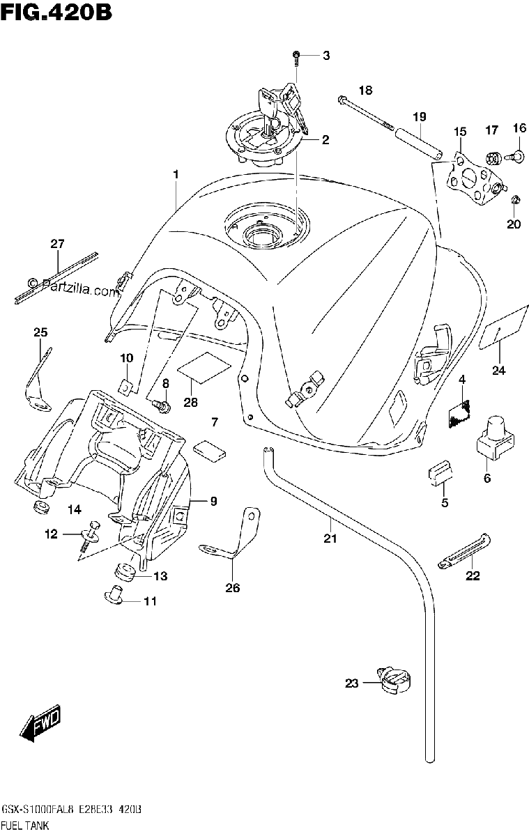Diagrama de 420B FUEL TANK GSX S1000FAL8 E33