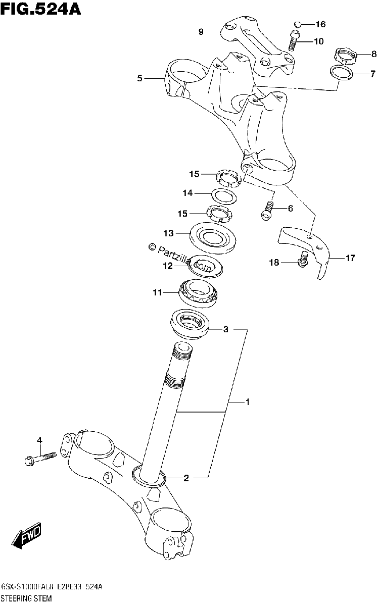 Diagrama de 524A STEERING STEM
