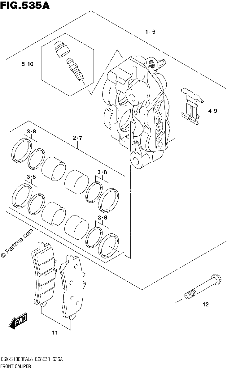 Diagrama de 535A FRONT CALIPER
