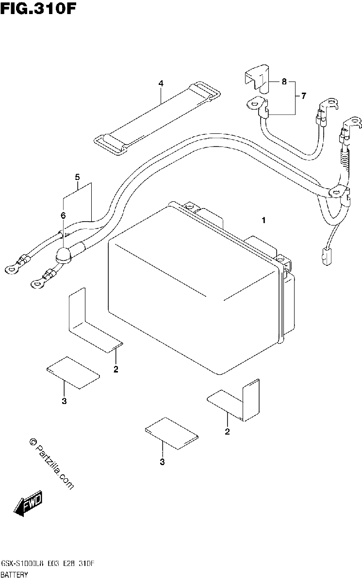 Diagrama de 310F BATTERY GSX S1000ZL8 E33