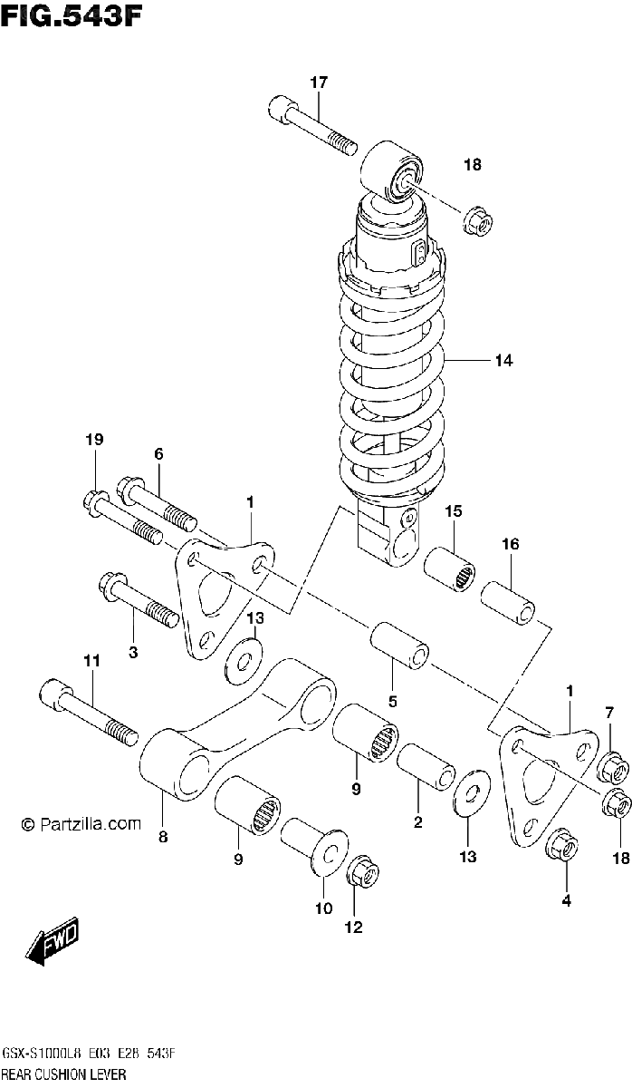 Diagrama de 543F REAR CUSHION LEVER GSX S1000ZL8 E33
