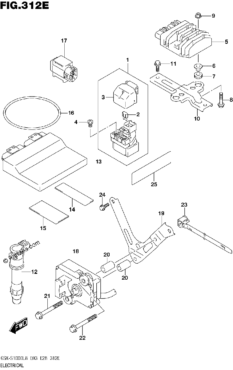 Diagrama de ELECTRICAL GSX S1000L8 E33