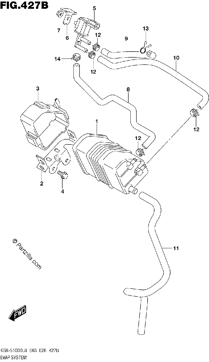 Diagrama de EVAP SYSTEM GSX S1000ZL8 E33