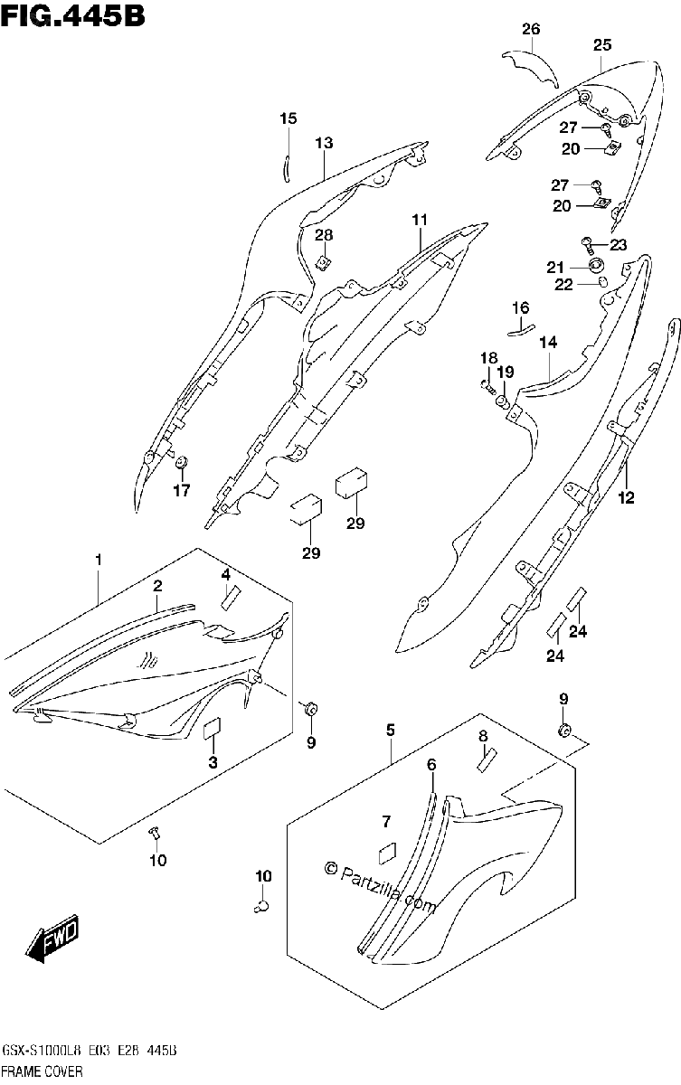 Diagrama de FRAME COVER GSX S1000AZL8 E03