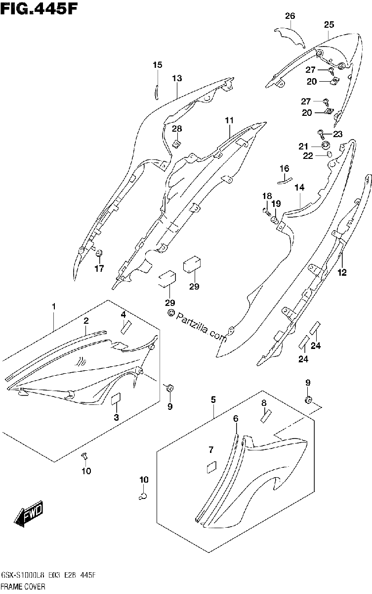 Diagrama de FRAME COVER GSX S1000ZL8 E33