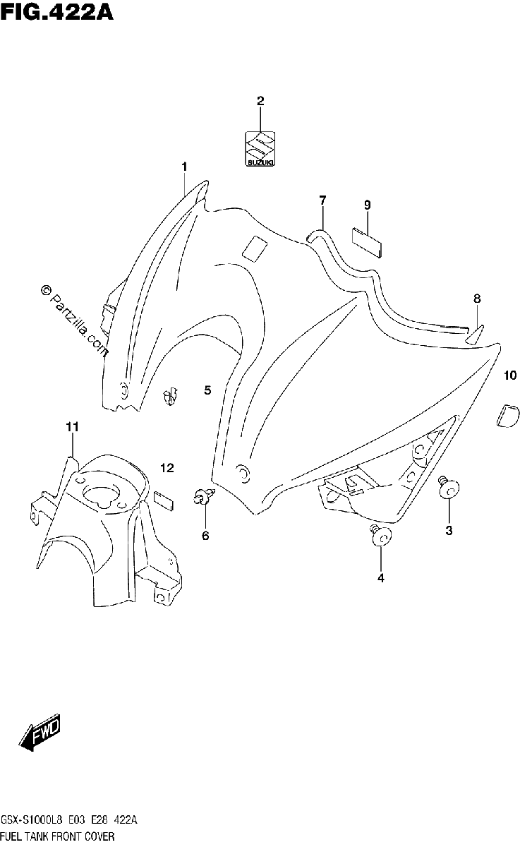 Diagrama de FUEL TANK FRONT COVER GSX S1000AL8 E03