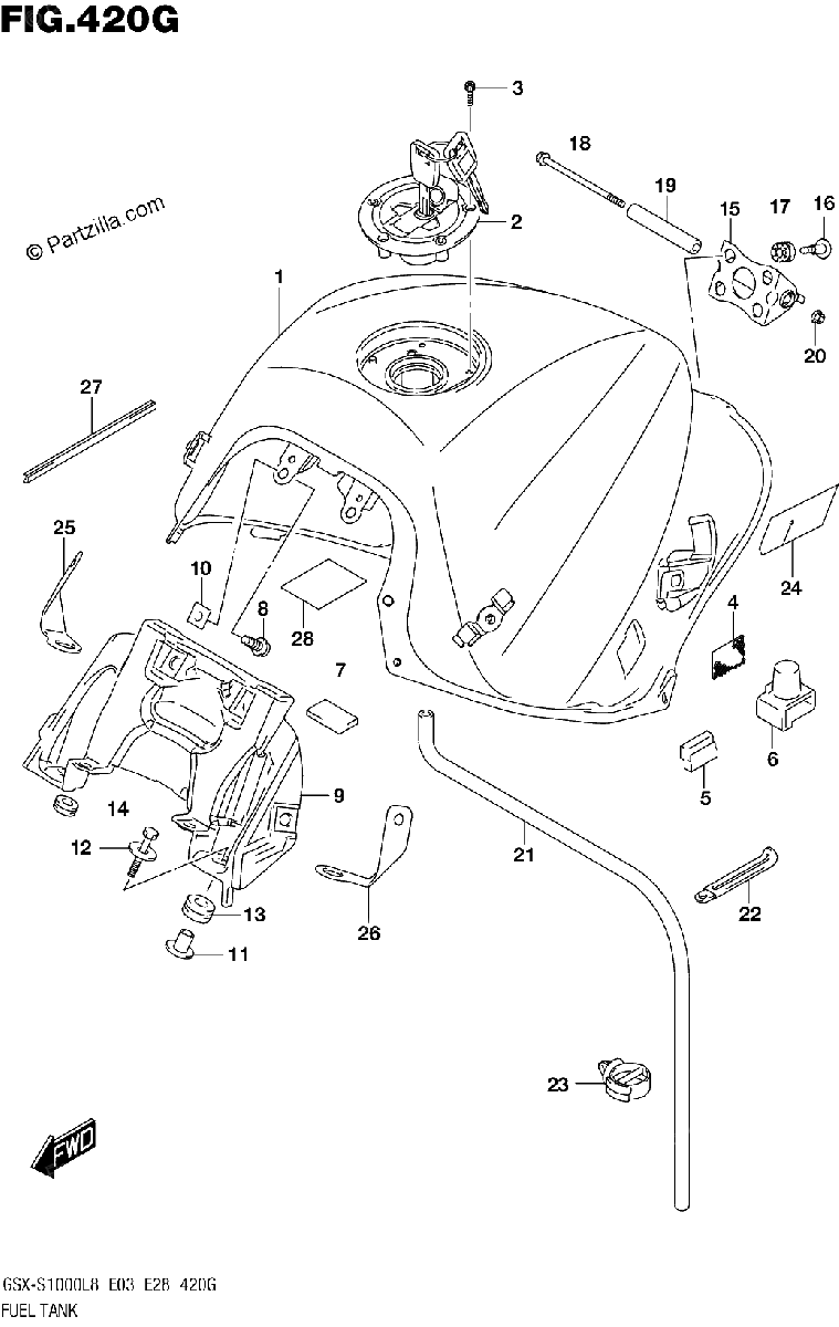 Diagrama de FUEL TANK GSX S1000AL8 E33