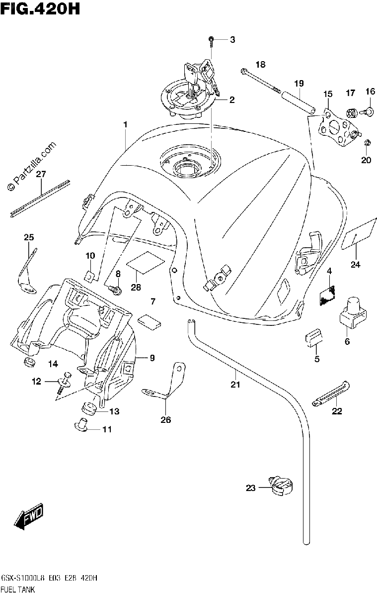 Diagrama de FUEL TANK GSX S1000AZL8 E33