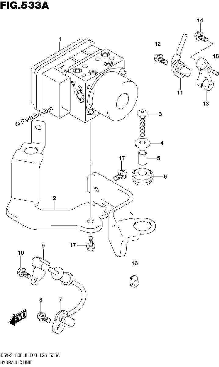Diagrama de HYDRAULIC UNIT GSX S1000AL8 E03