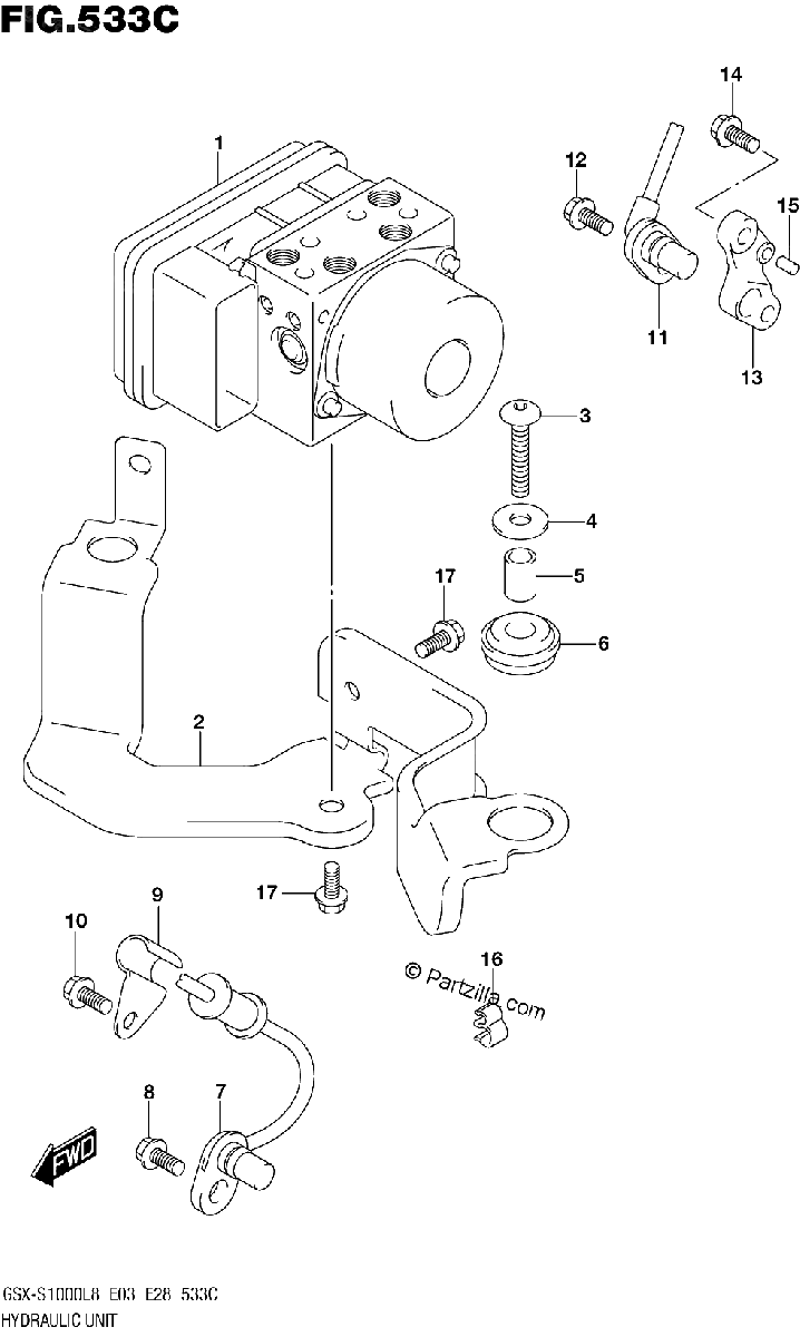 Diagrama de HYDRAULIC UNIT GSX S1000AL8 E28