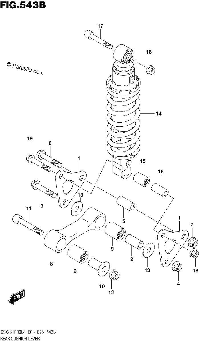 Diagrama de REAR CUSHION LEVER GSX S1000AZL8 E03