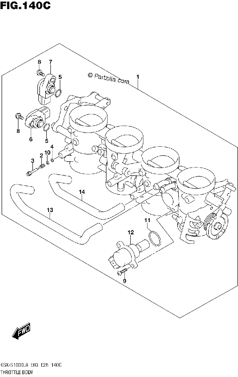 Diagrama de THROTTLE BODY GSX S1000AL8 E28