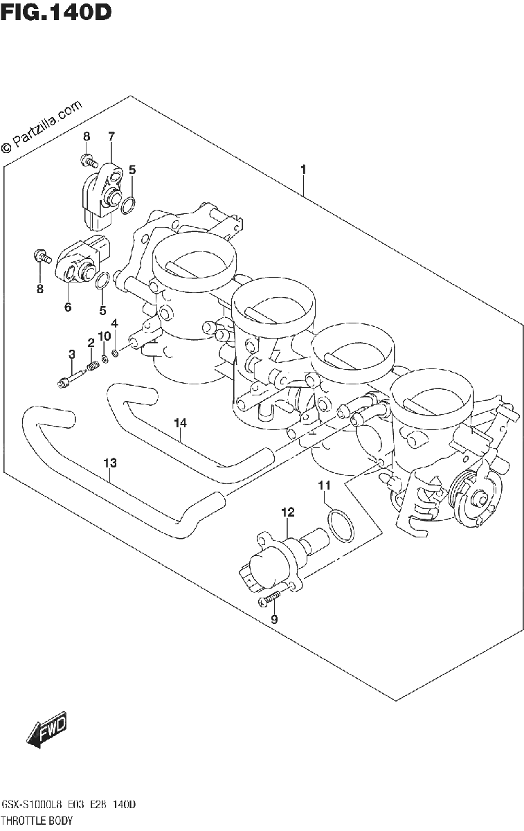 Diagrama de THROTTLE BODY GSX S1000AZL8 E28