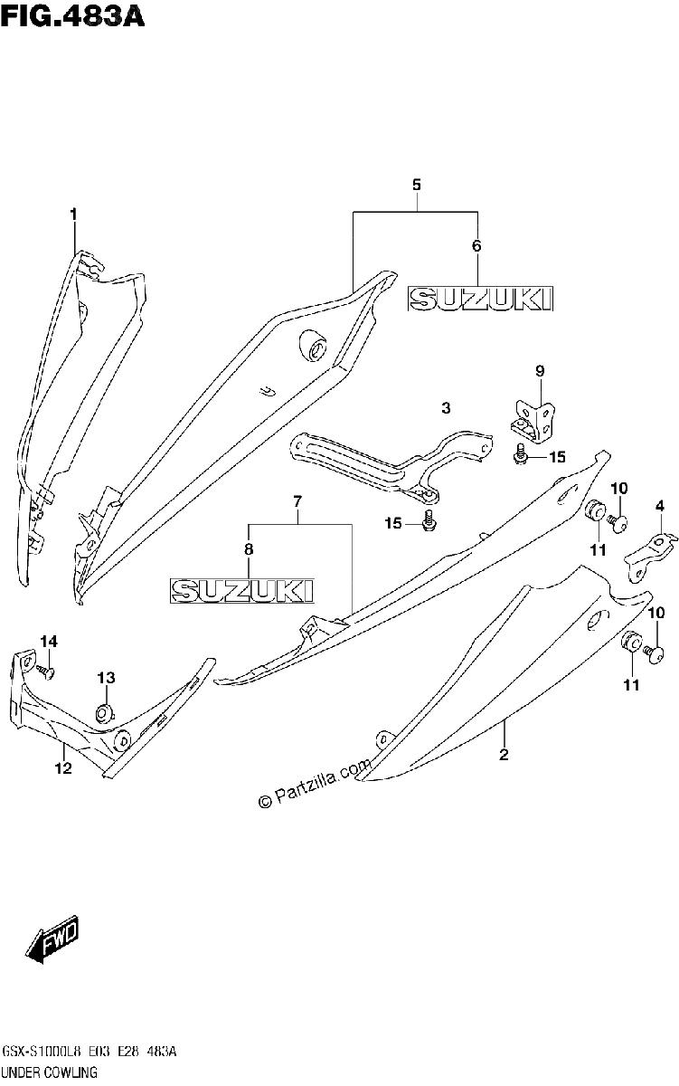 Diagrama de UNDER COWLING GSX S1000AL8 E03