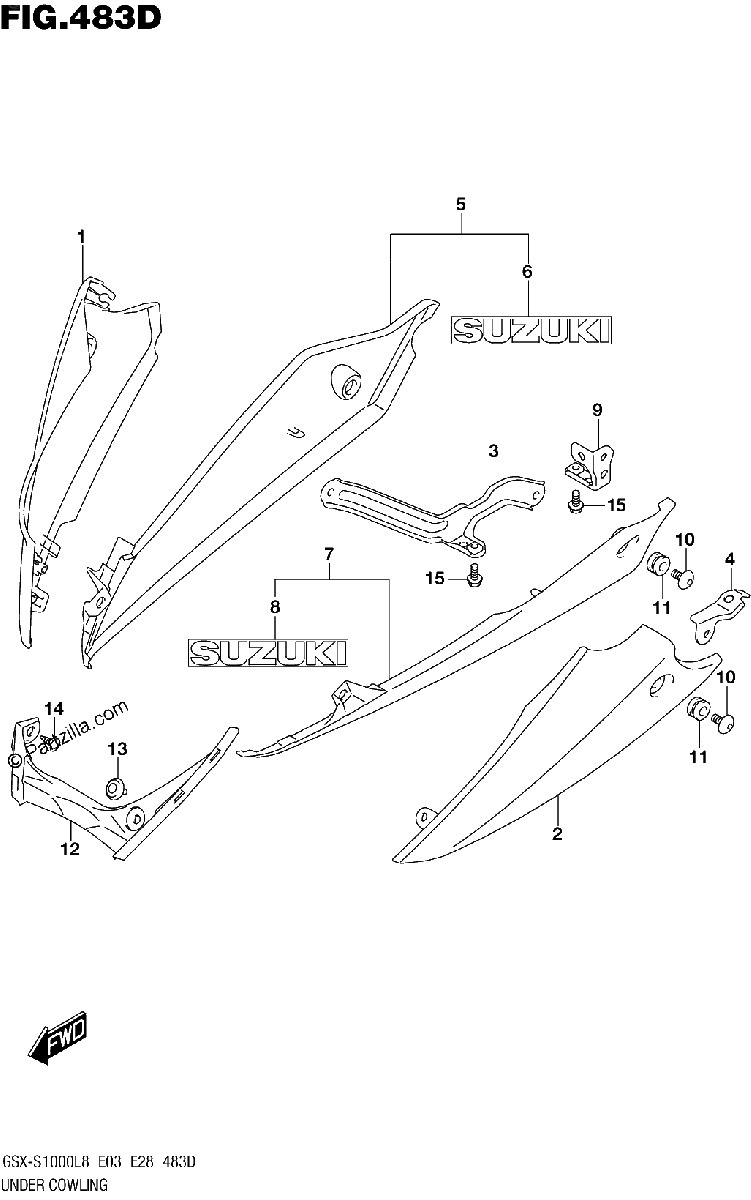 Diagrama de UNDER COWLING GSX S1000AZL8 E28