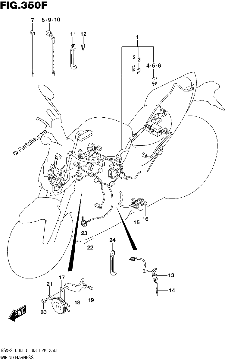 Diagrama de WIRING HARNESS GSX S1000ZL8 E33