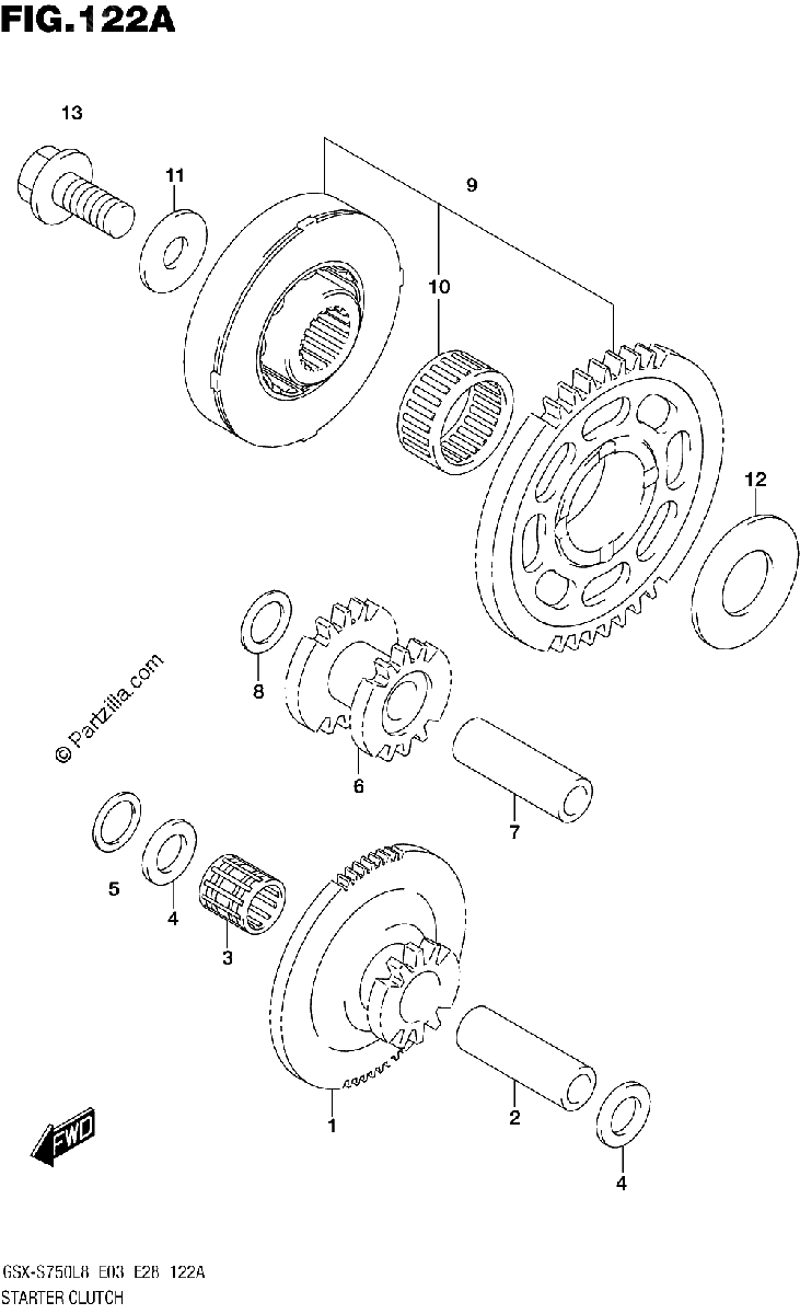 Diagrama de 122A STARTER CLUTCH