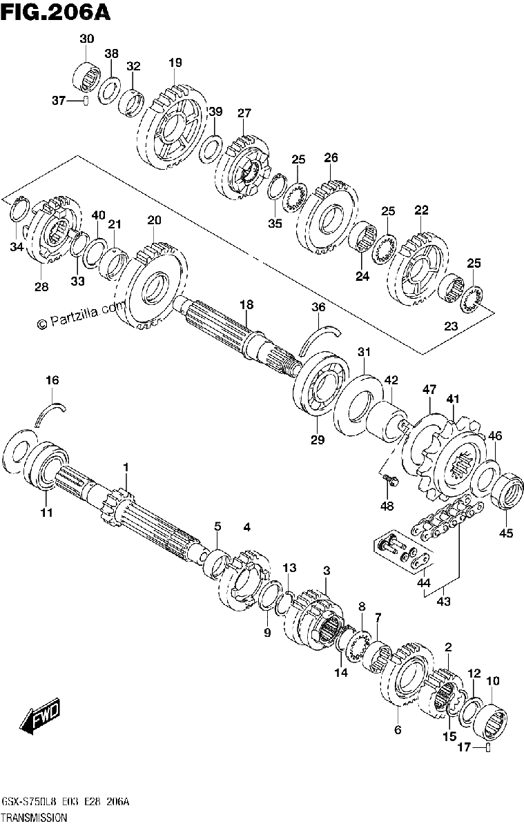 Diagrama de 206A TRANSMISSION