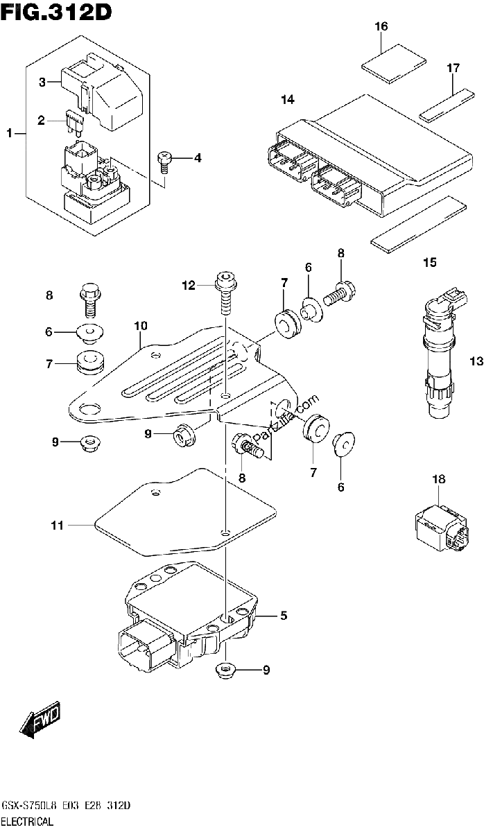 Diagrama de 312D ELECTRICAL GSX S750ZL8 E33