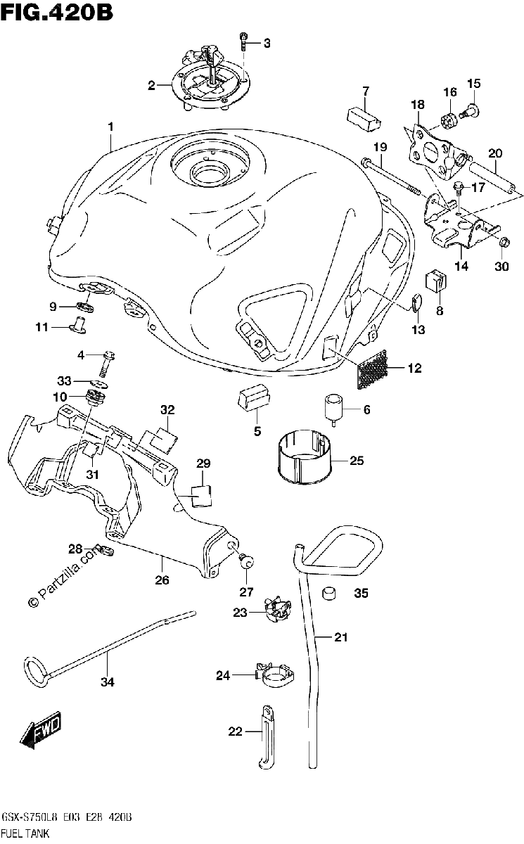 Diagrama de 420B FUEL TANK GSX S750L8 E33