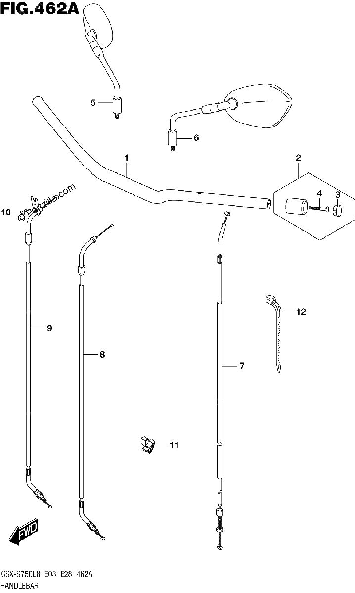 Diagrama de 462A HANDLEBAR