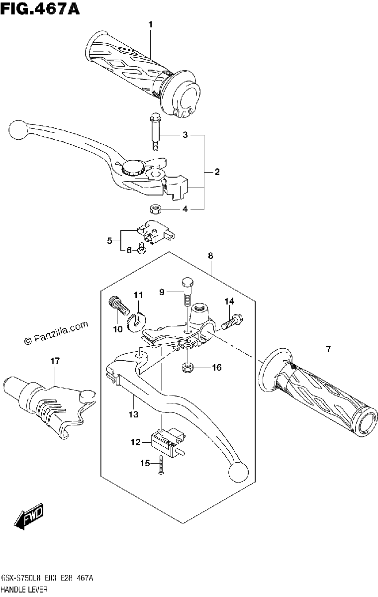 Diagrama de 467A HANDLE LEVER