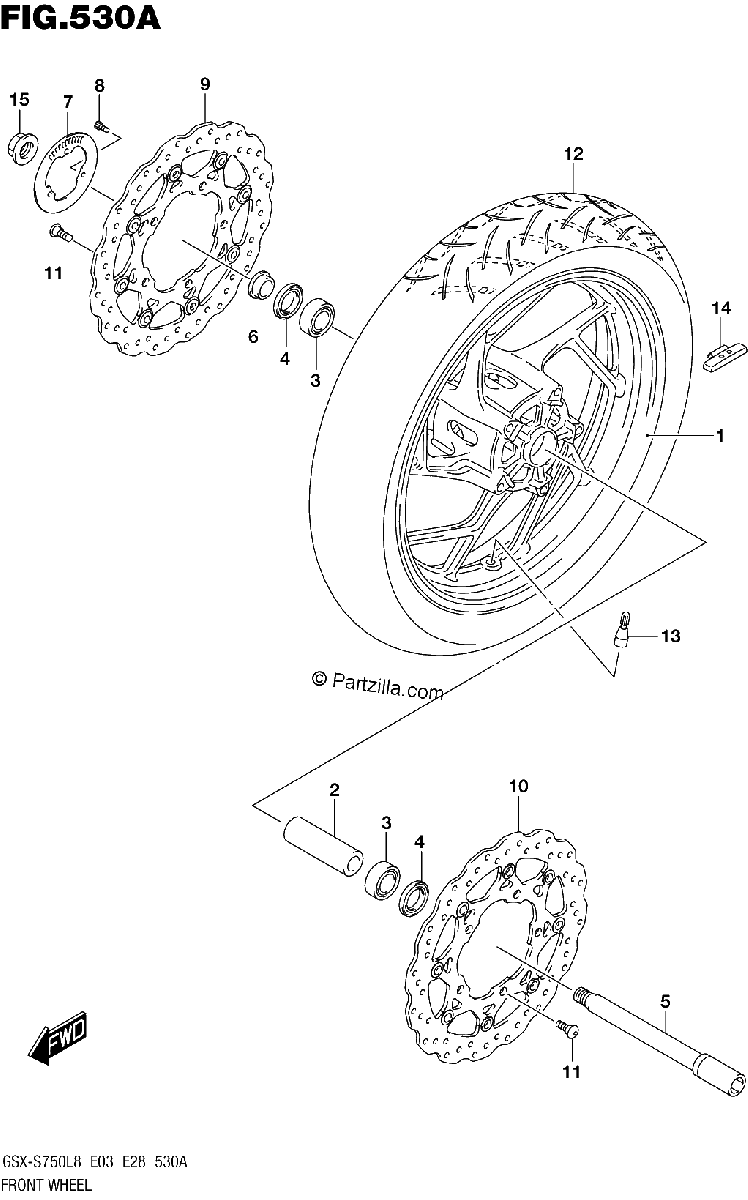 Diagrama de 530A FRONT WHEEL GSX S750L8 E03