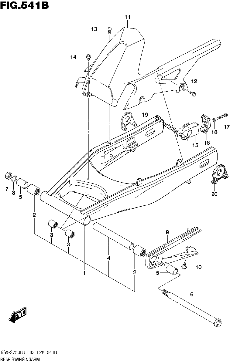 Diagrama de 541B REAR SWINGINGARM GSX S750L8 E33