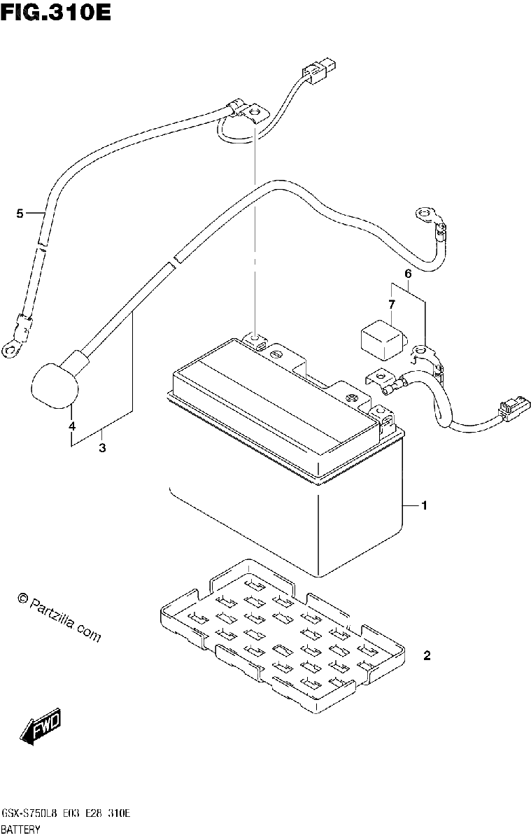 Diagrama de BATTERY GSX S750AL8 E28