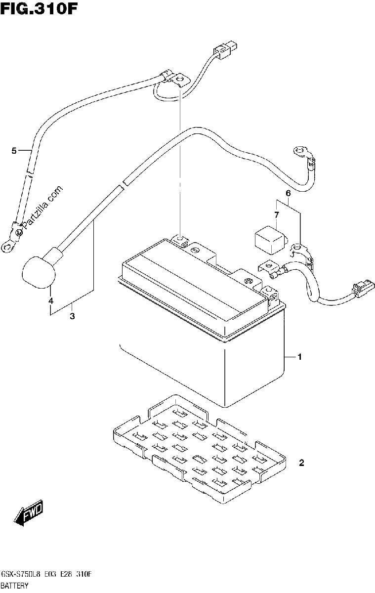 Diagrama de BATTERY GSX S750AL8 E33