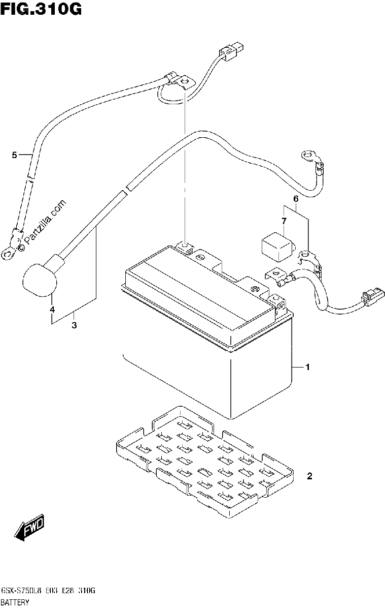 Diagrama de BATTERY GSX S750AZL8 E28