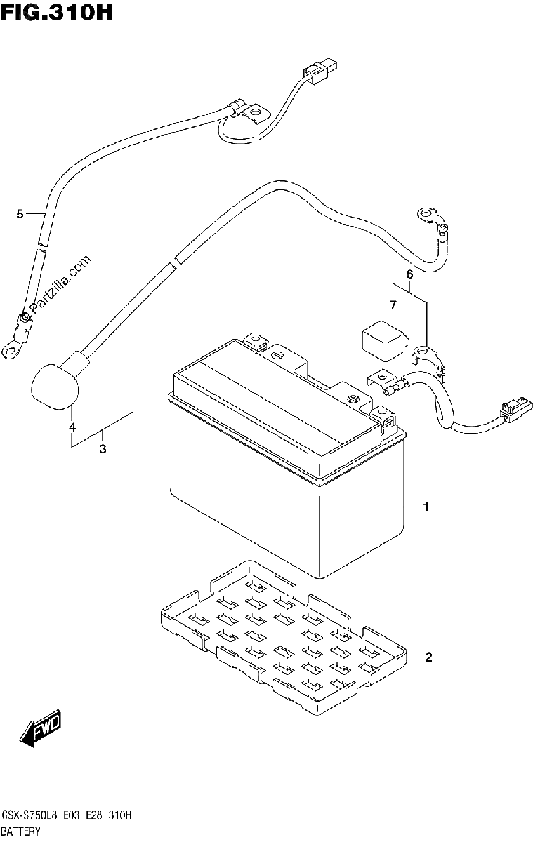 Diagrama de BATTERY GSX S750AZL8 E33