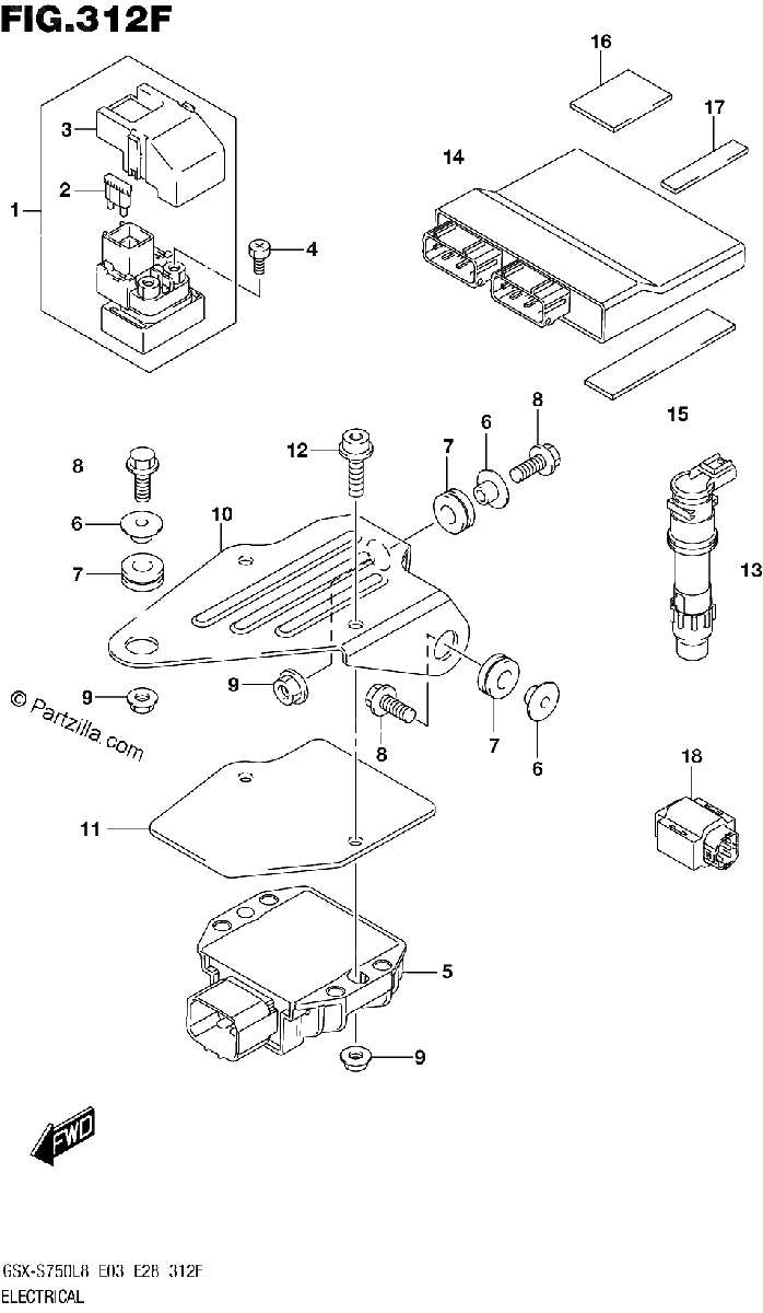 Diagrama de ELECTRICAL GSX S750AL8 E33