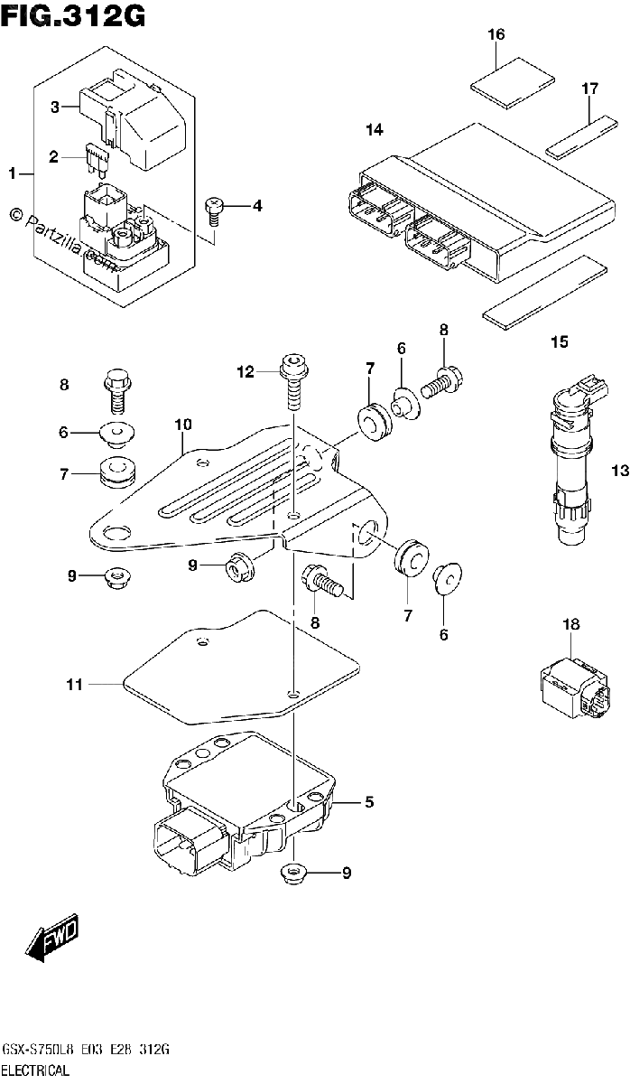 Diagrama de ELECTRICAL GSX S750AZL8 E28