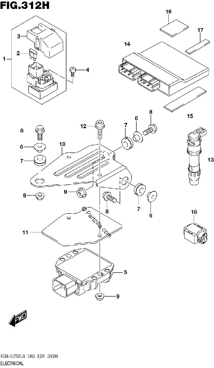 Diagrama de ELECTRICAL GSX S750AZL8 E33