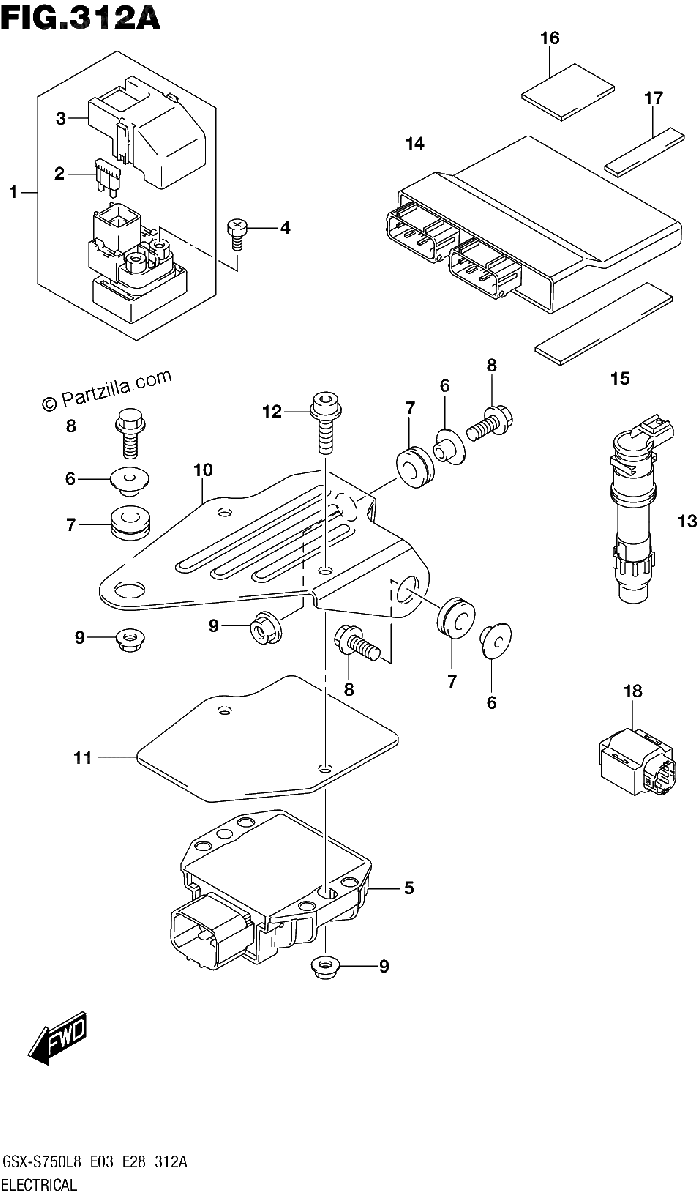 Diagrama de ELECTRICAL GSX S750L8 E03