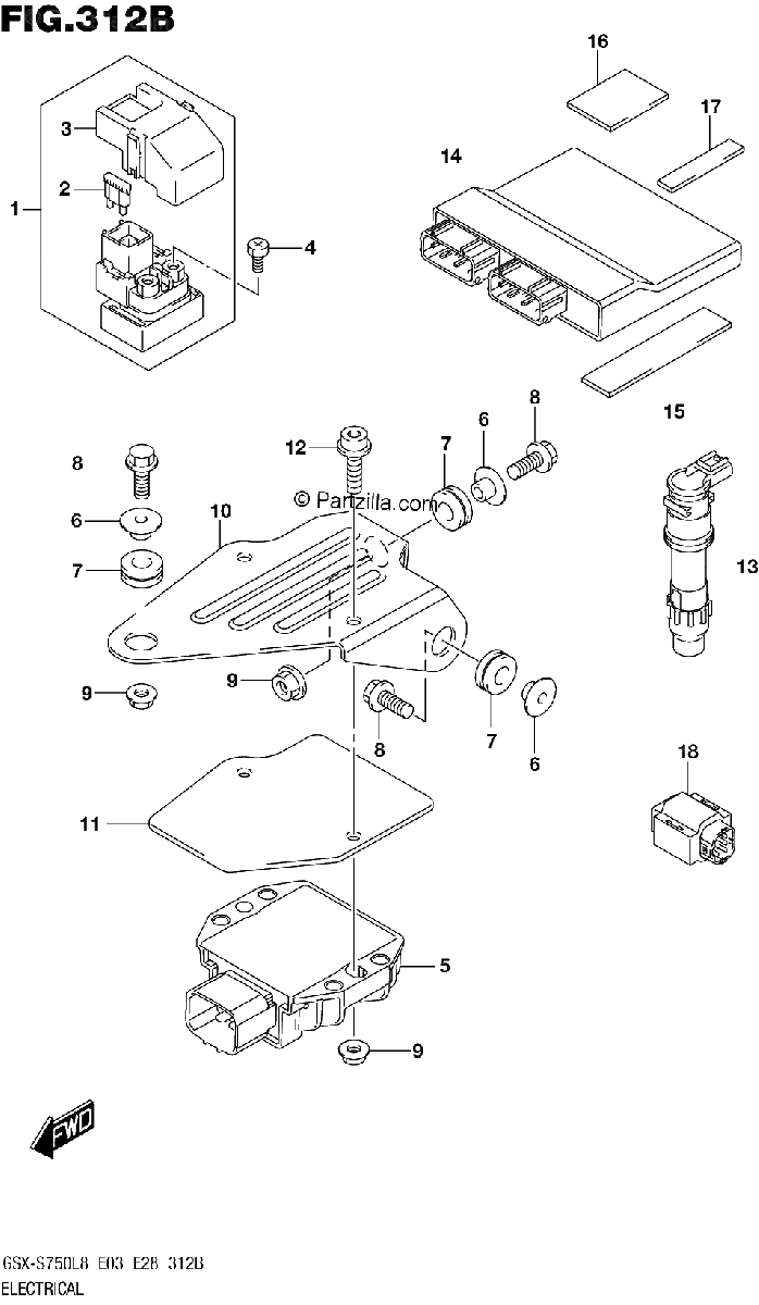 Diagrama de ELECTRICAL GSX S750L8 E33